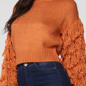 Fringe sleeve sweater